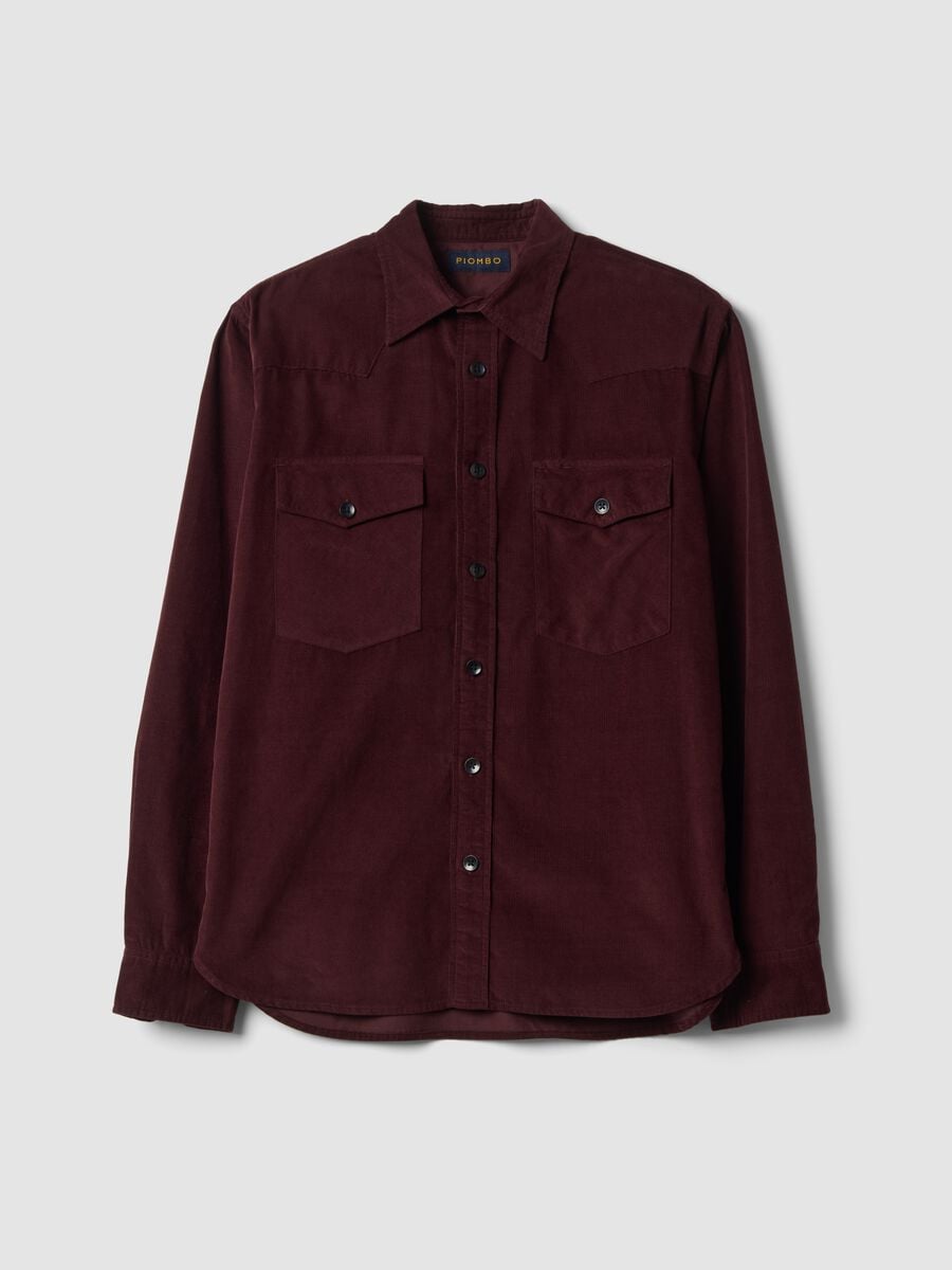 Camicia marrone in puro cotone con due tasche_4