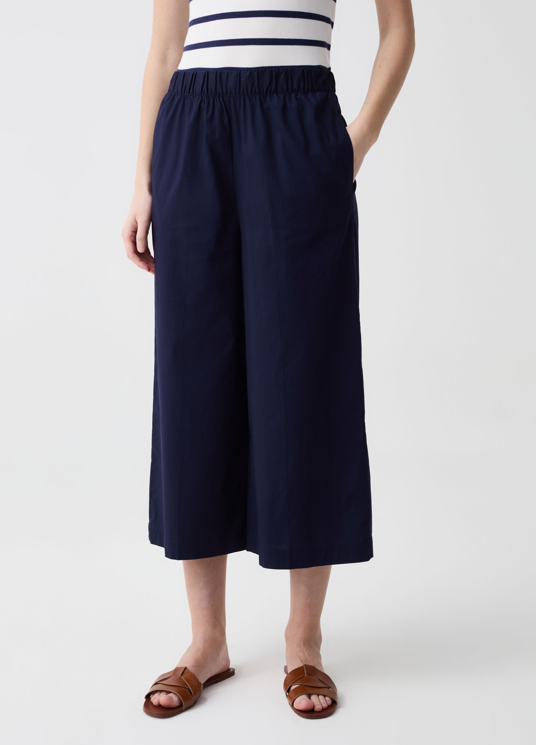 Pantalone capri wide leg