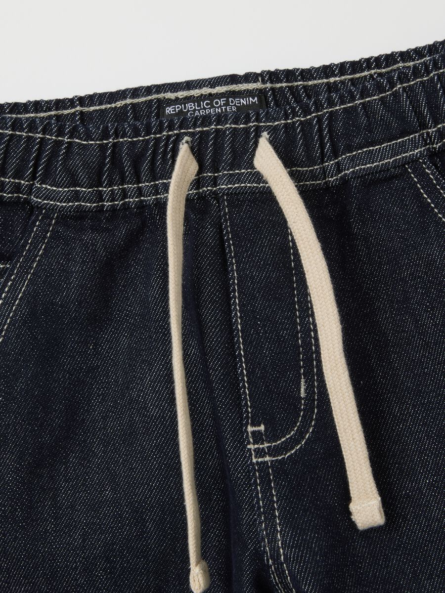 Kids' Black Denim Relaxed Fit Cargo Trousers_2