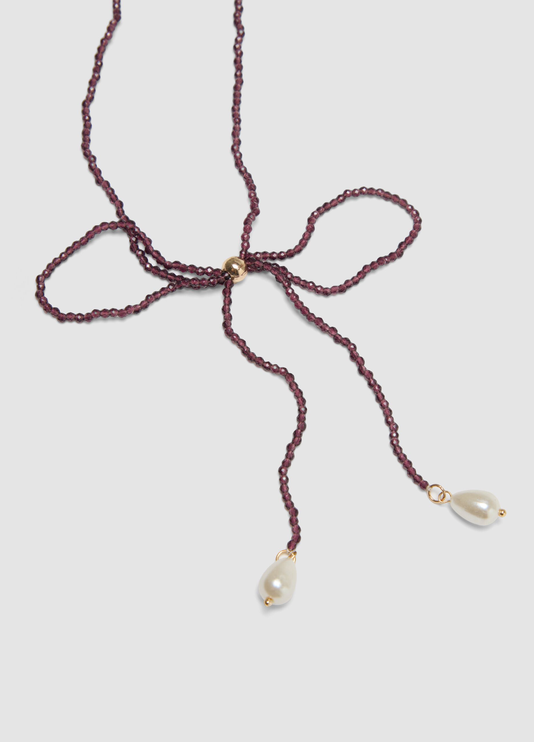 Multicolour multi-strand necklace with dangling pearls