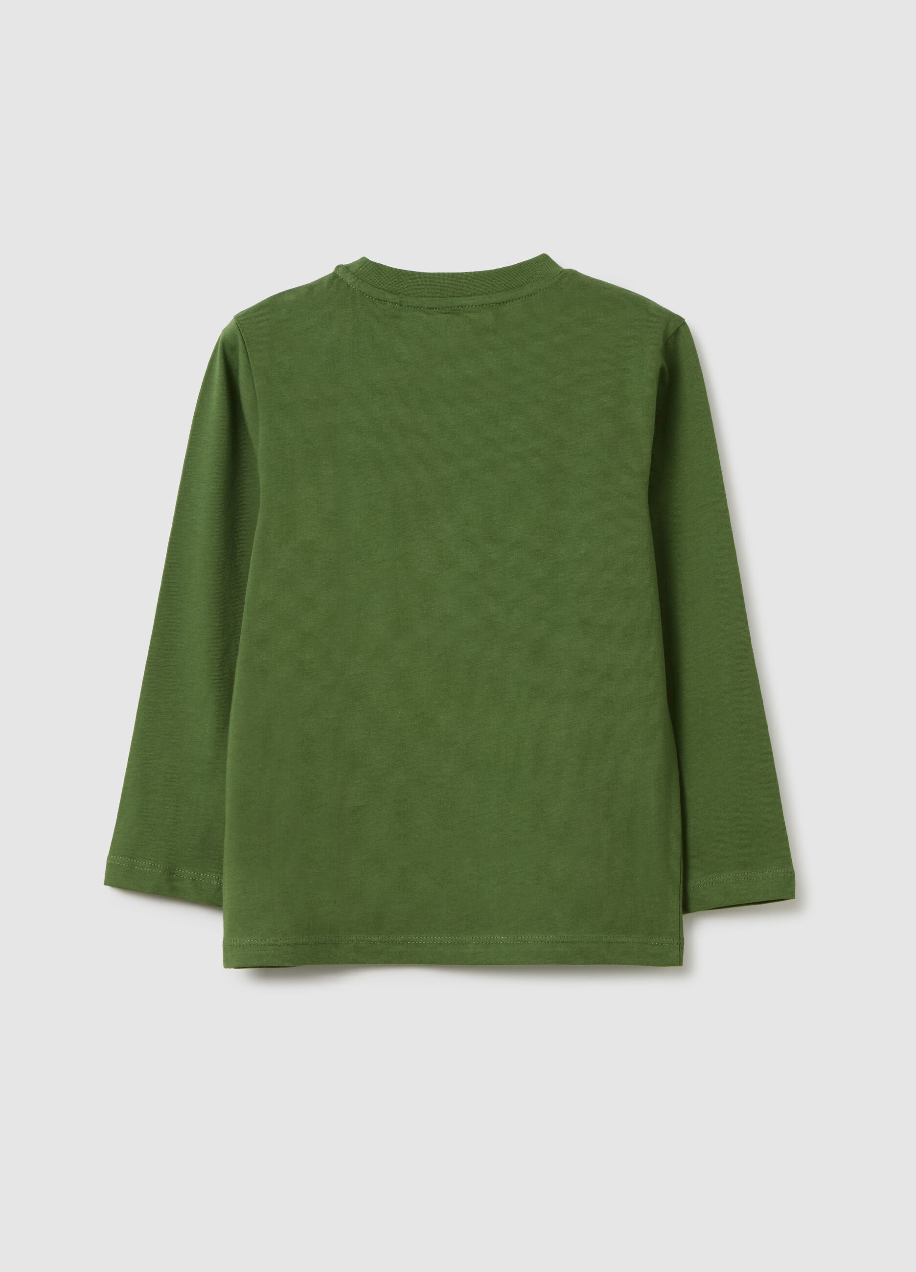 Green pure cotton regular fit kids' T-shirt