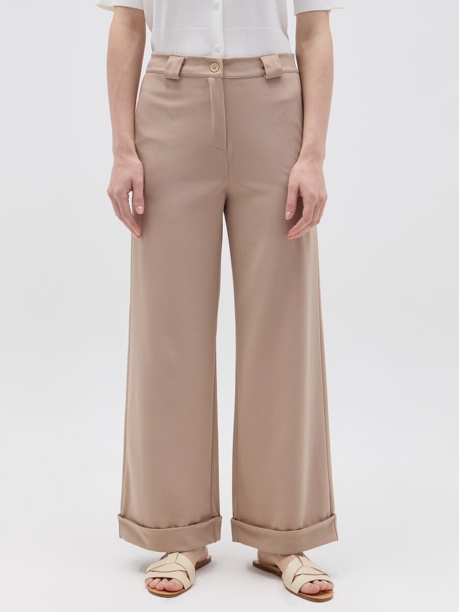 Wide-leg trousers with turn-ups_1