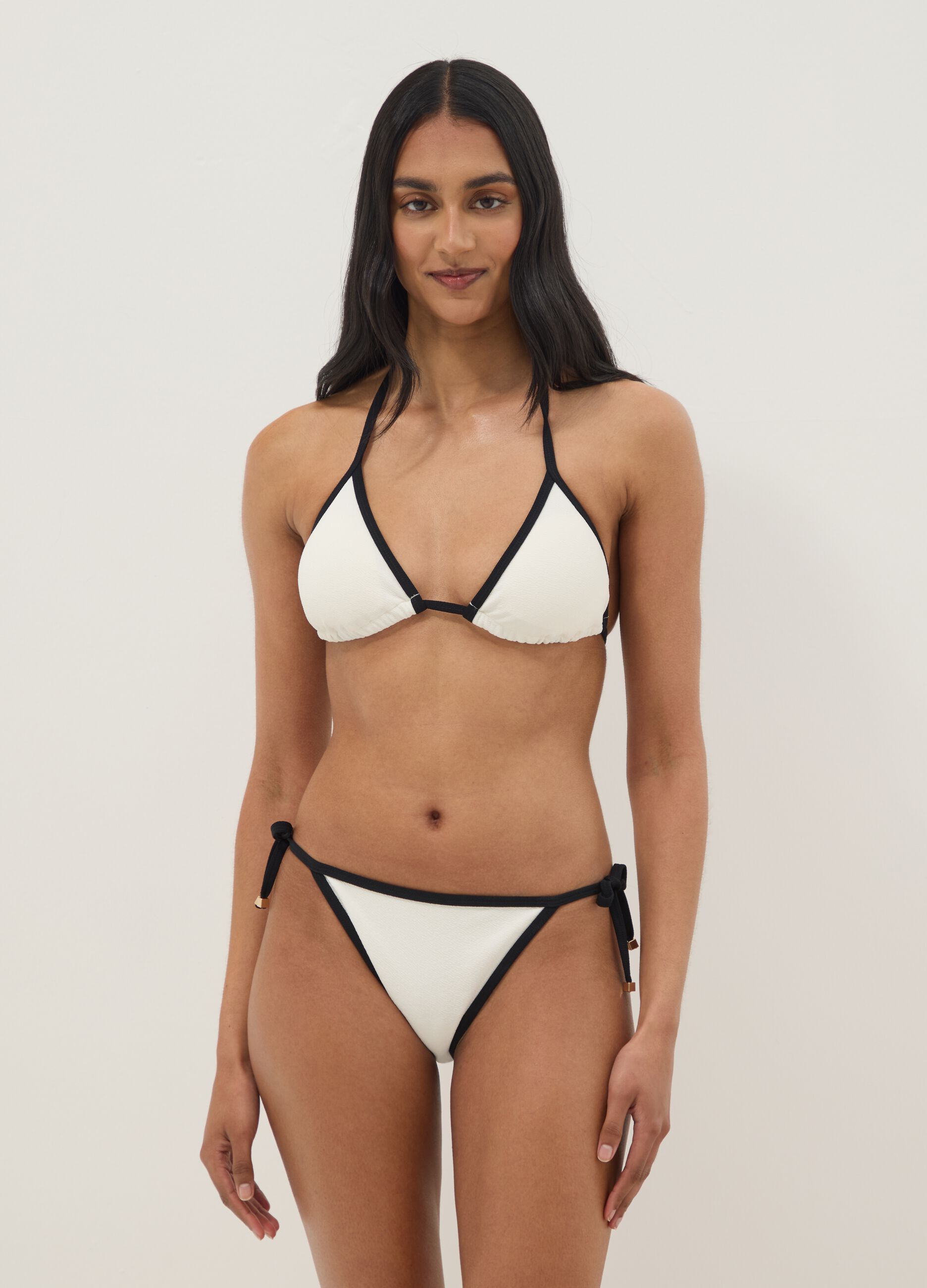 Multicolour triangle bikini top in stretch fabric