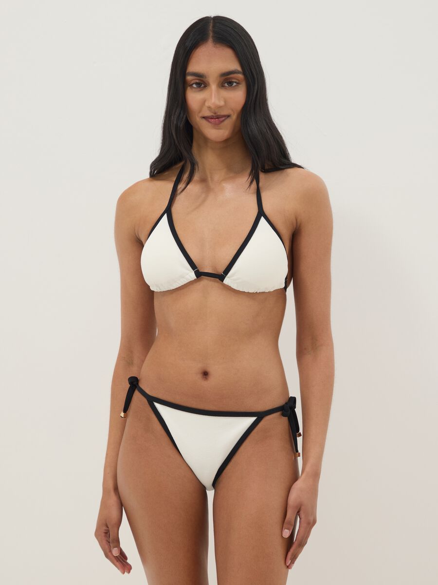 Multicolour triangle bikini top in stretch fabric_1