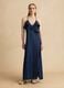 Long blue pure cotton dress with ruffles_0