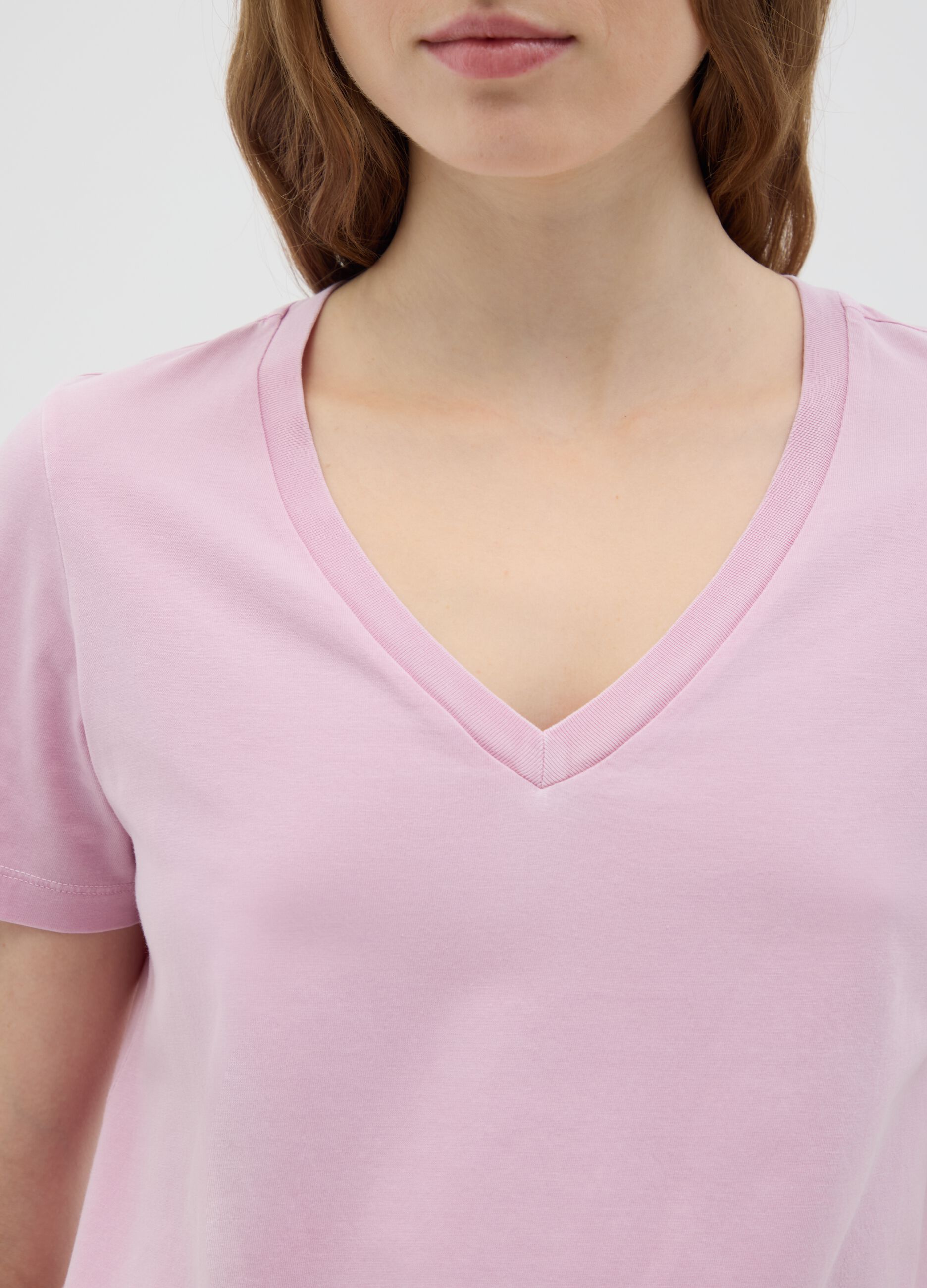 Women’s pink regular-fit T-shirt in 100% cotton with round neck