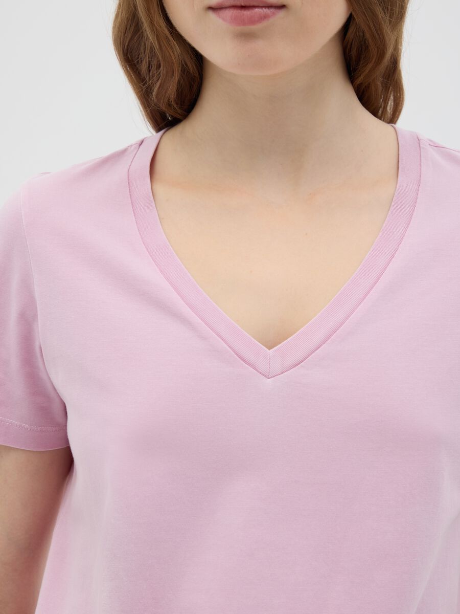 Women’s pink regular-fit T-shirt in 100% cotton with round neck_3