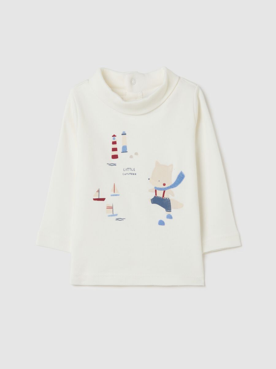 Maglia da neonato in puro cotone bianca regular fit_0