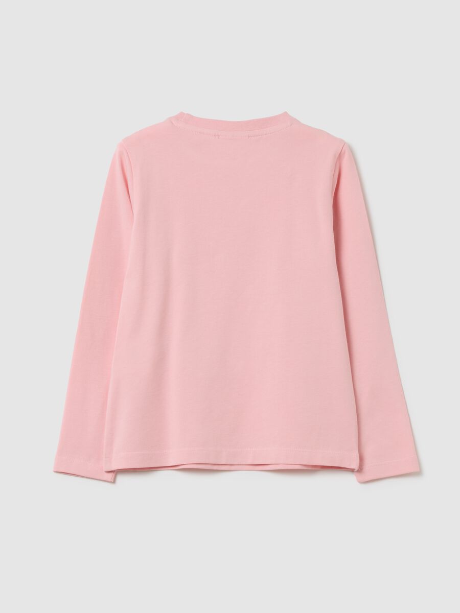 Girls' pink stretch cotton T-shirt with Super Mario print_1