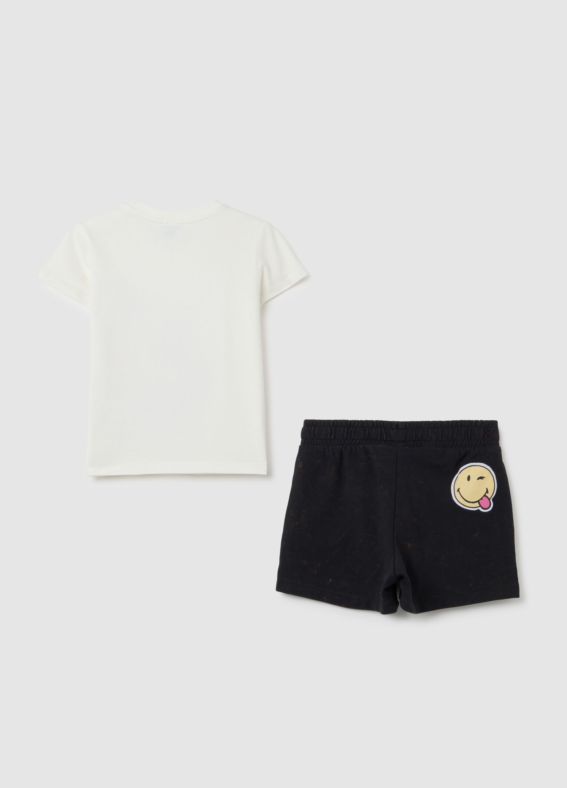 Girls' pure white cotton regular fit t-shirt set