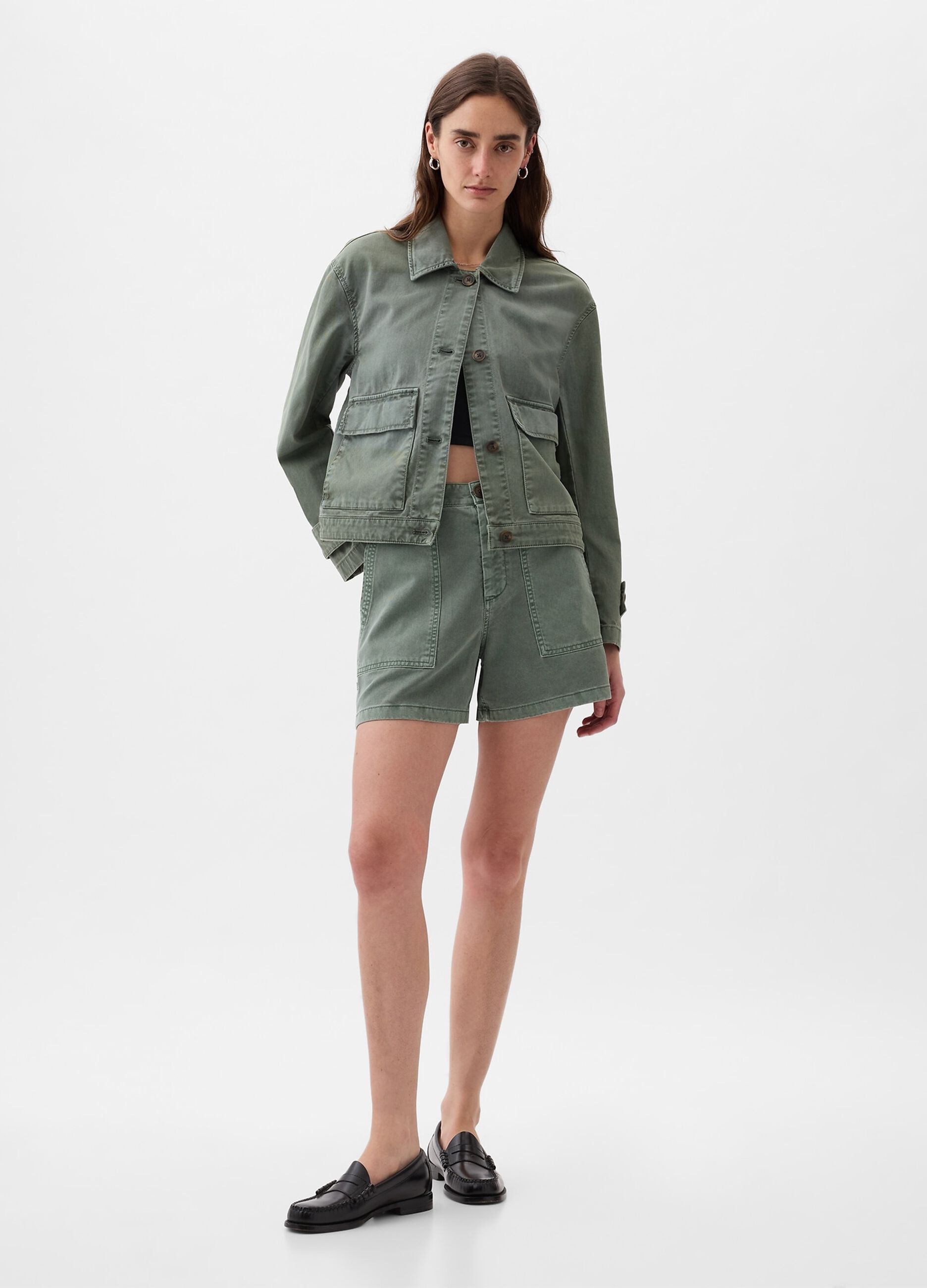 Utility shacket in cotton
