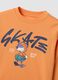 Orange oversized pure cotton skate-print T-shirt for boys_2