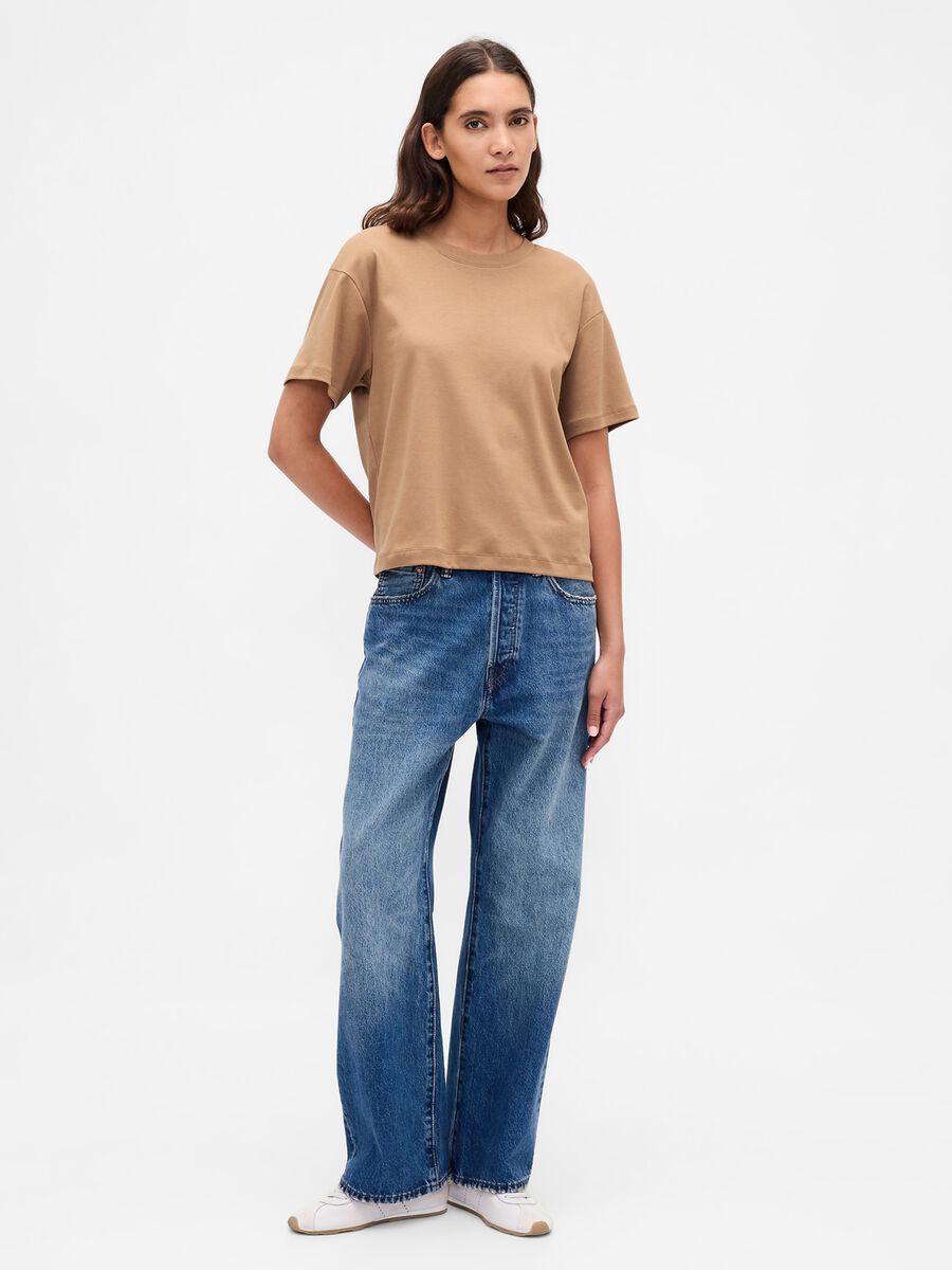 Brown short sleeve cotton T-shirt_2