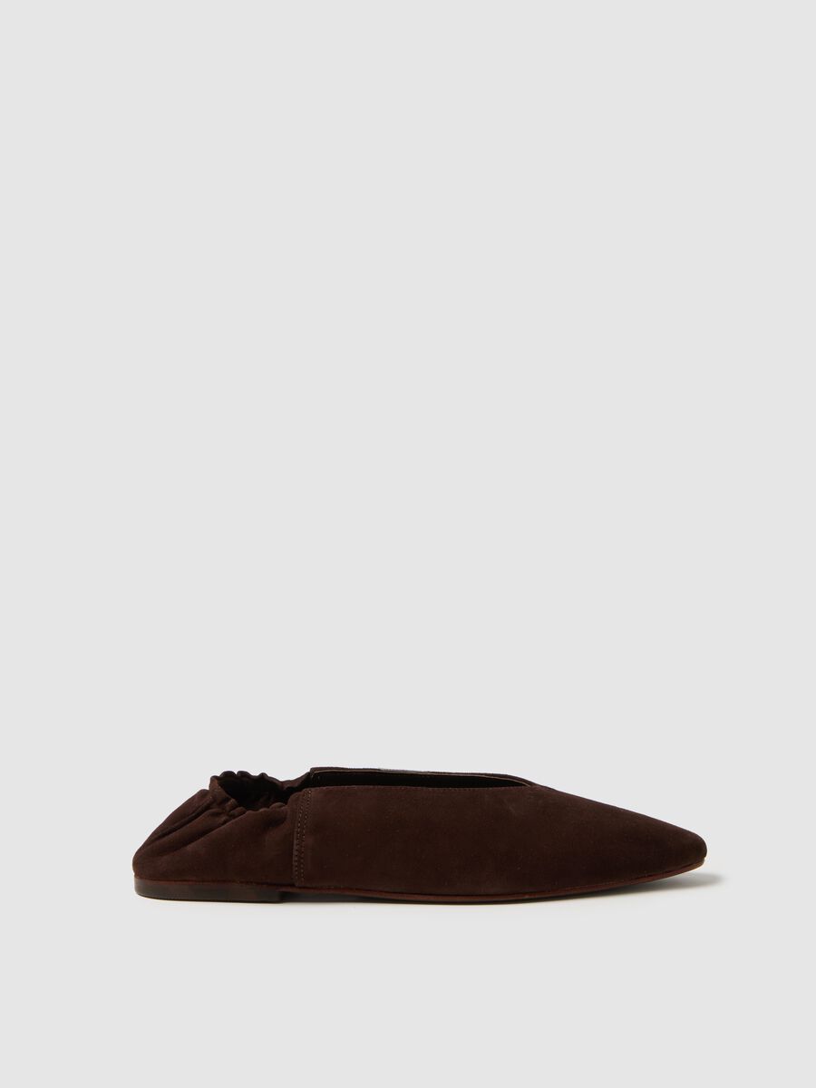 Ballerine con elastico in vera pelle marrone_0
