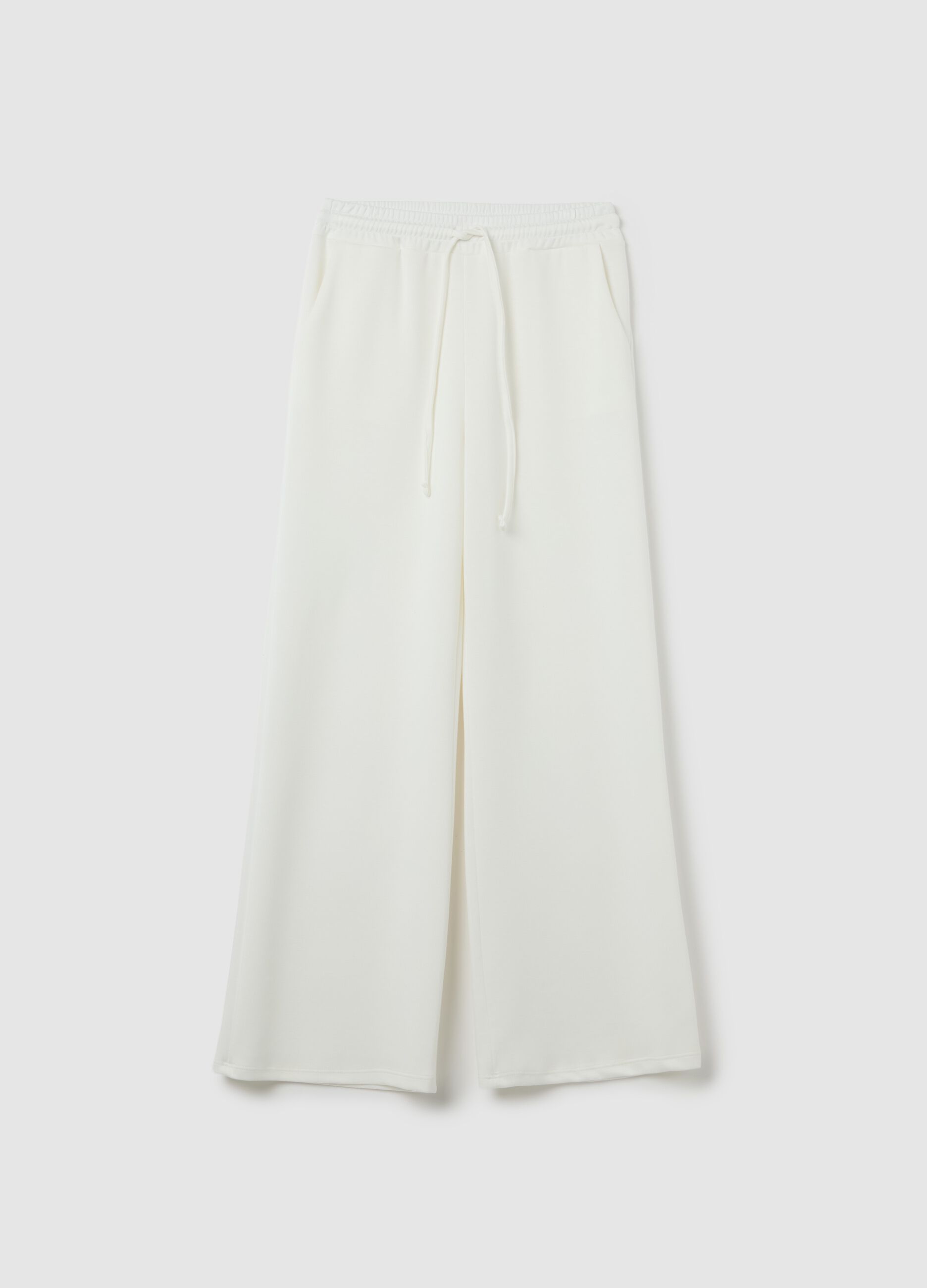 White palazzo trousers in stretch fabric