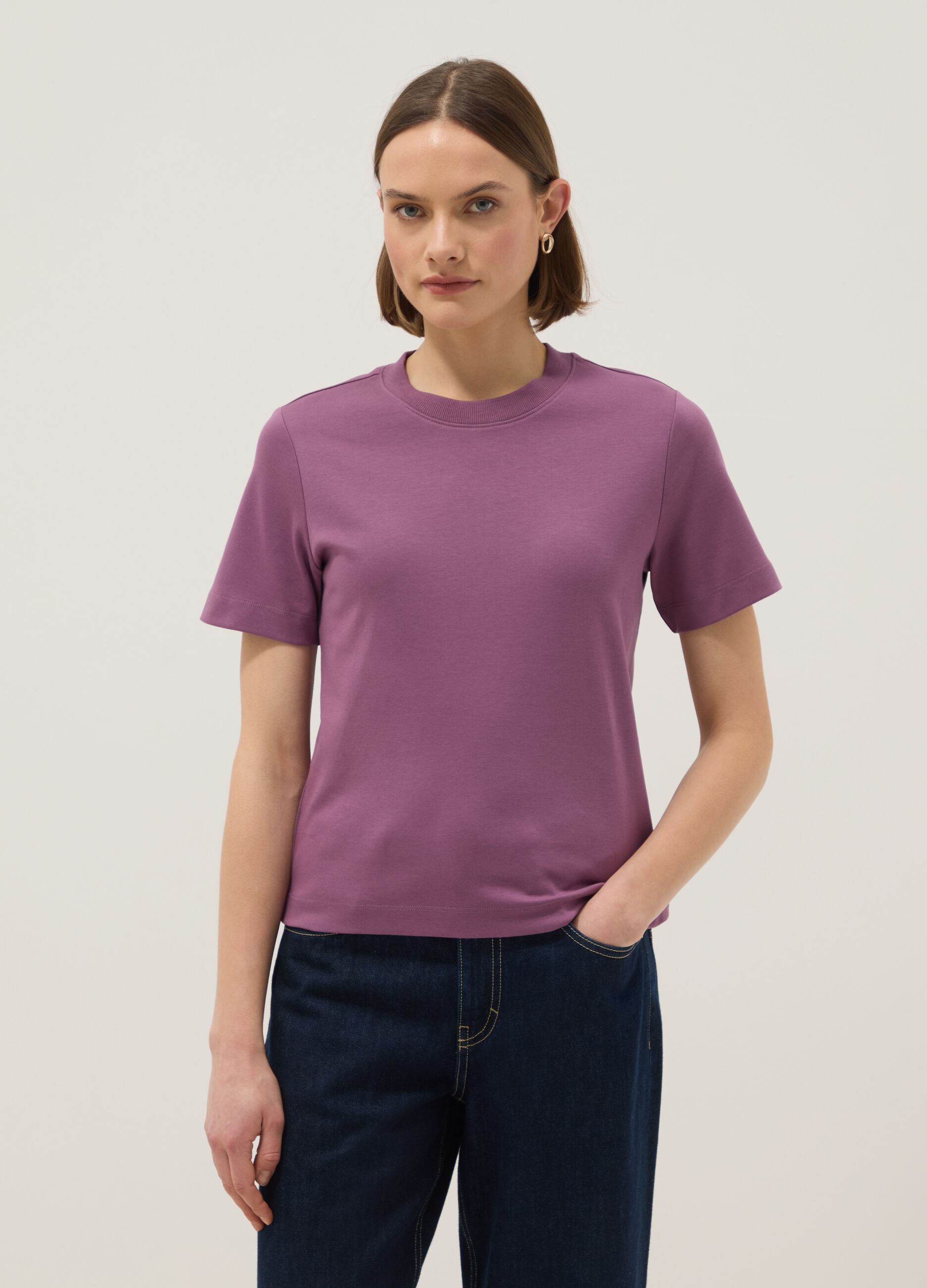 Purple pure cotton relaxed fit T-shirt