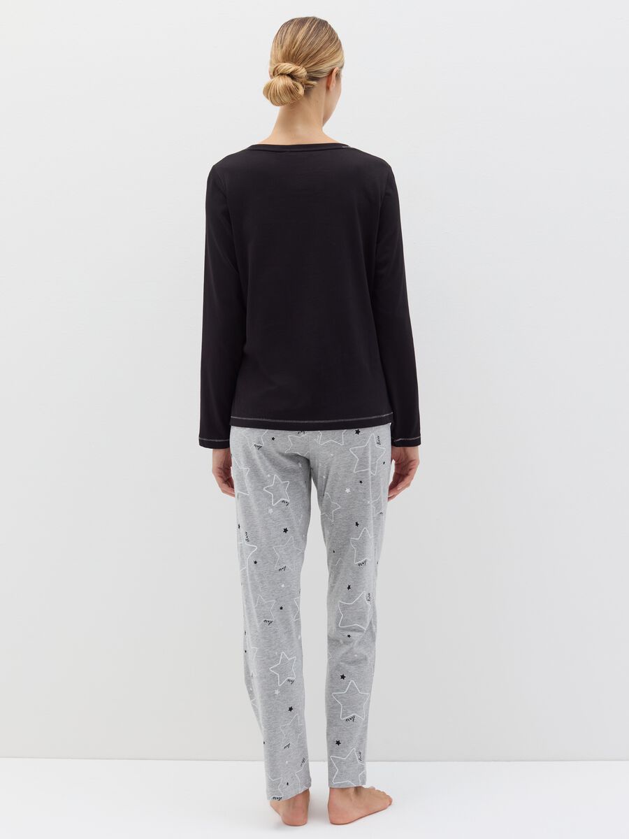 Long pyjamas in organic cotton with stars print_3