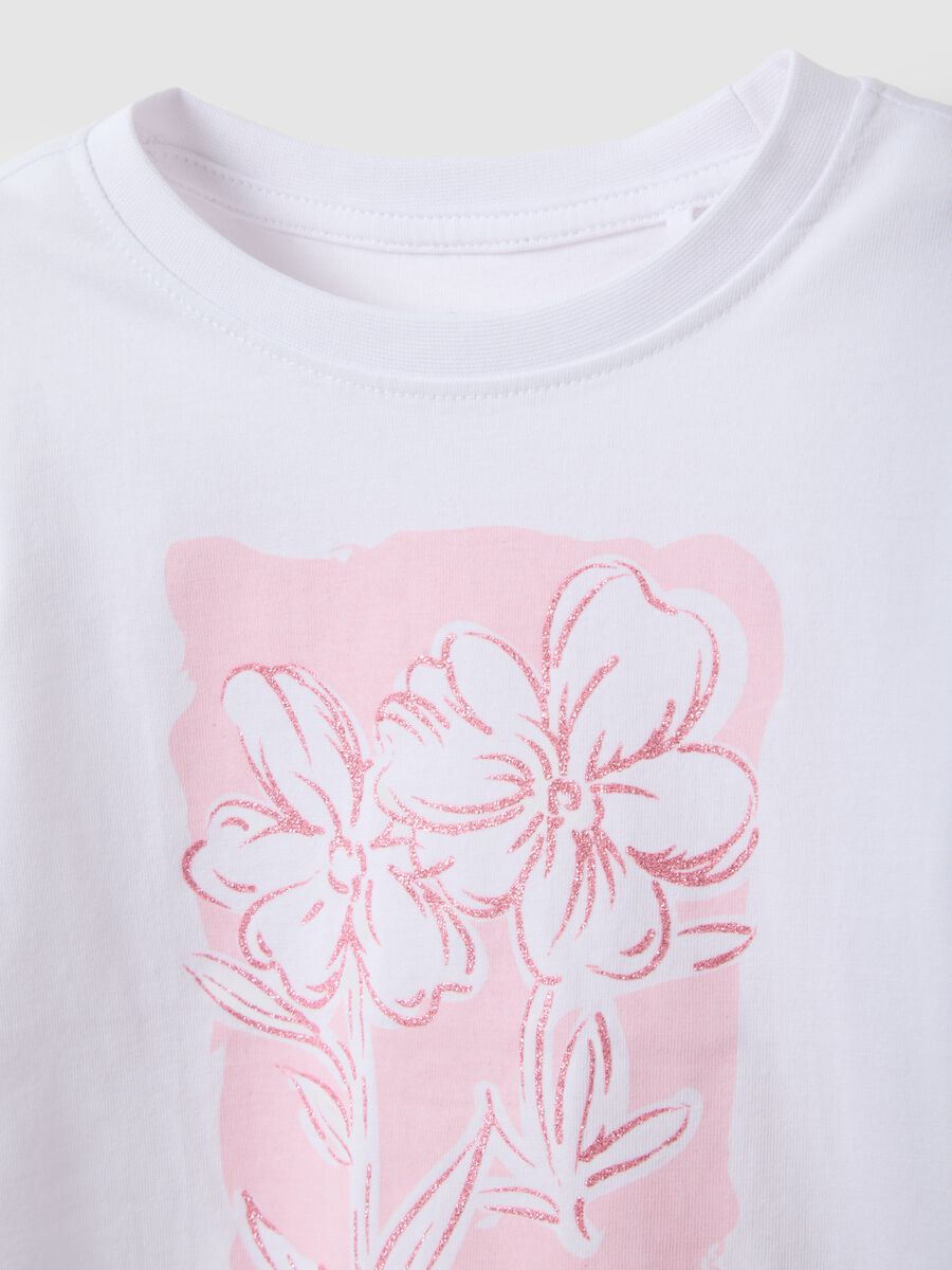 Girls' regular fit white pure cotton t-shirt with print_2