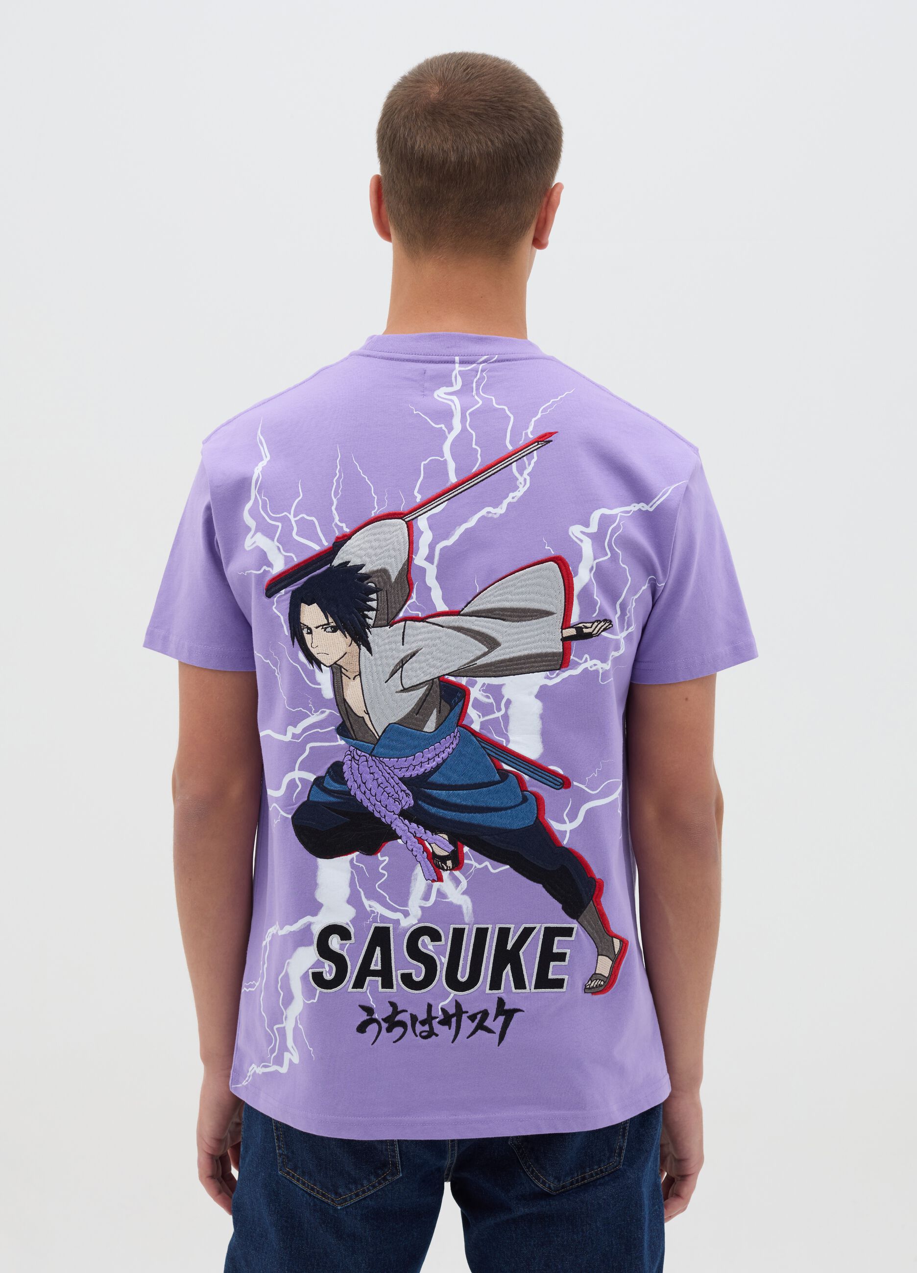 T-shirt da uomo in puro cotone viola regular fit