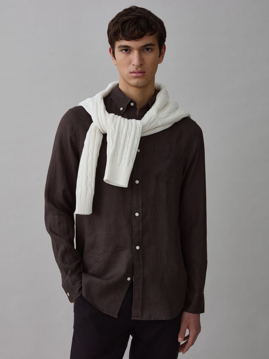 Regular-fit shirt in linen with pocket_0