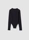 Black fitted stretch-cotton bodysuit with crew neck_4
