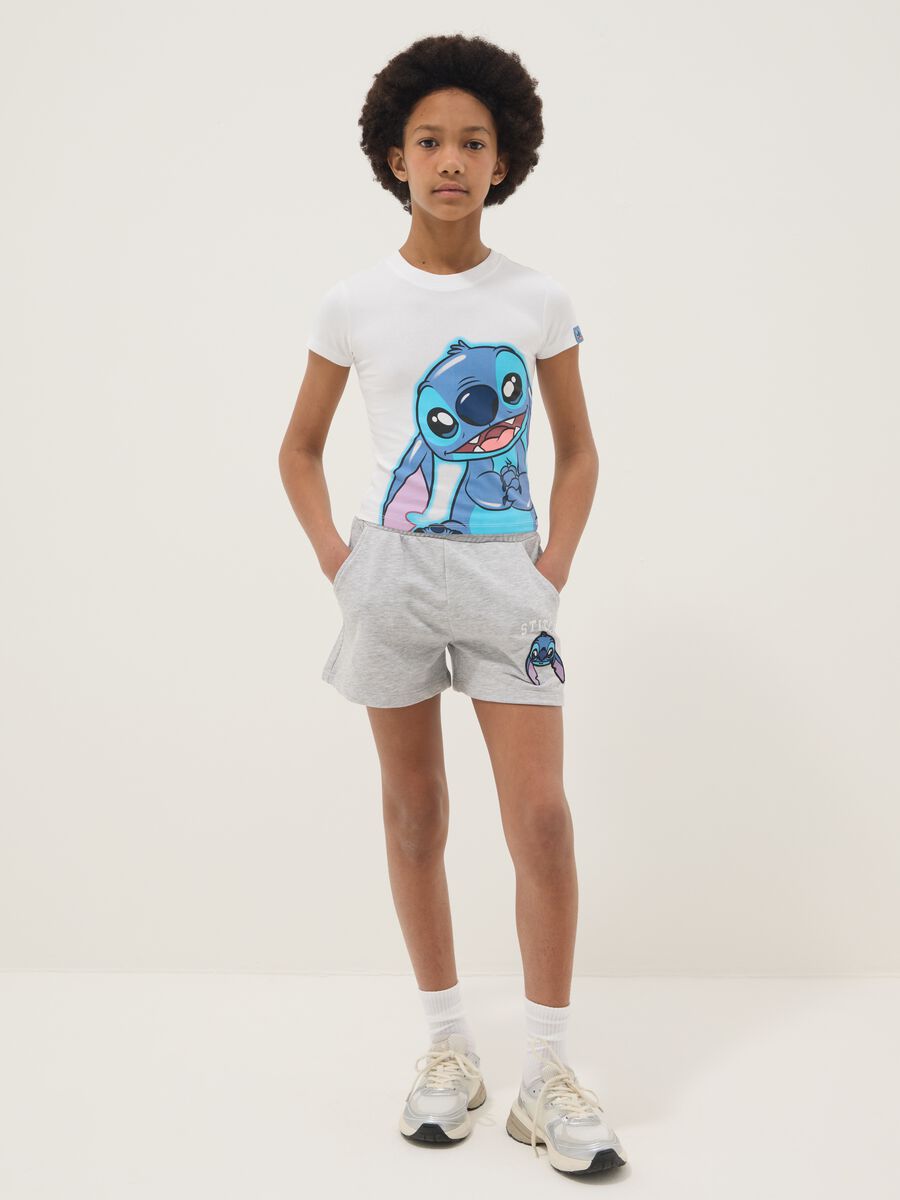 Multicoloured stretch cotton fitted set for girls with Stitch_0