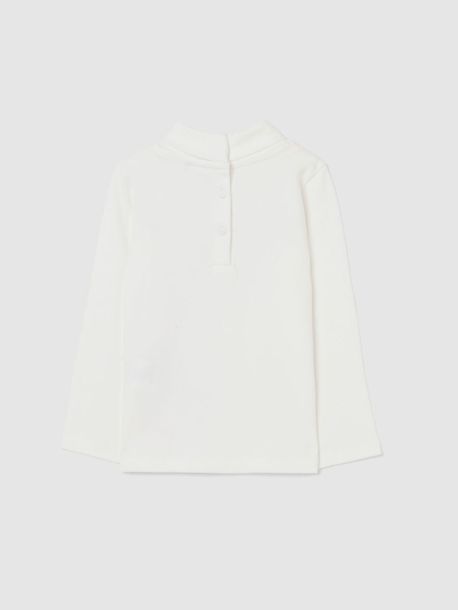 White cotton baby girl top with glitter print, regular fit_1