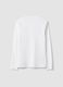 White pure cotton V-neck T-shirt, regular fit_2