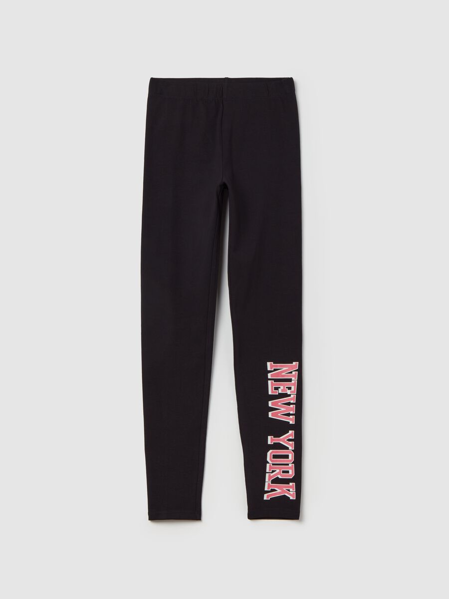 Leggings in cotone stretch con stampa_3