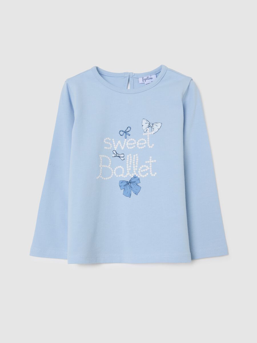 Maglietta da bimba in cotone elasticizzato azzurra_0
