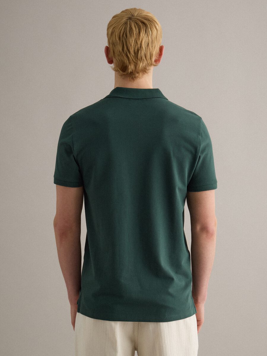 Short sleeve green pure cotton polo regular fit_3