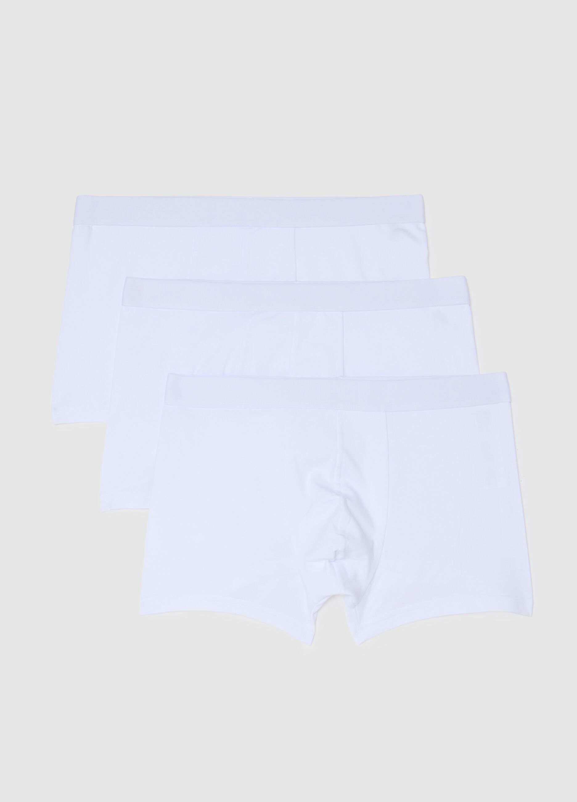 Set of three white stretch cotton regular fit boxer shorts