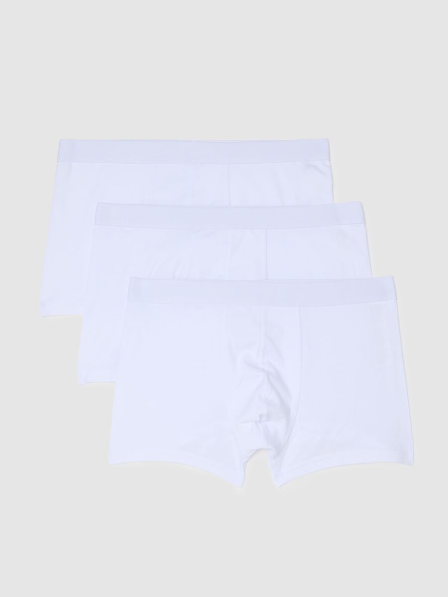 Set of three white stretch cotton regular fit boxer shorts_4