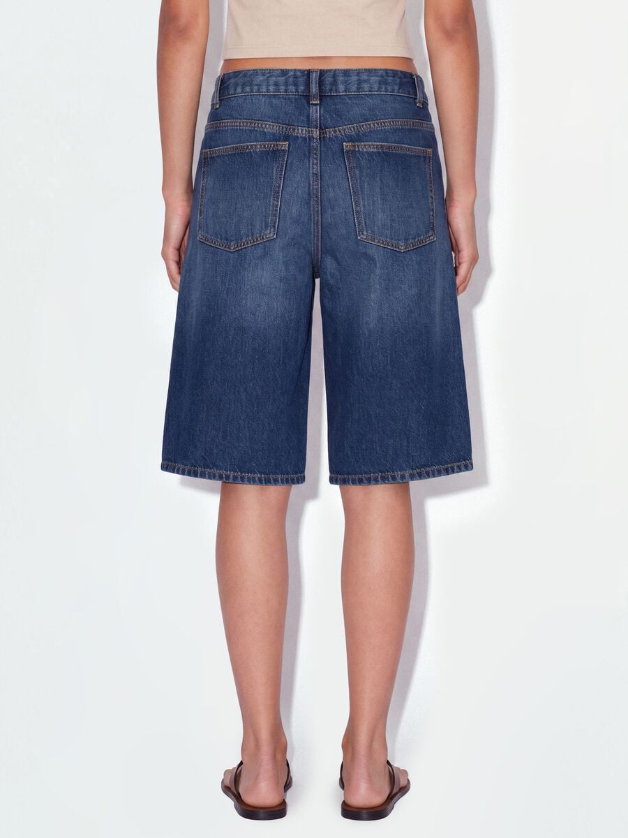 Blue pure cotton baggy denim shorts_2