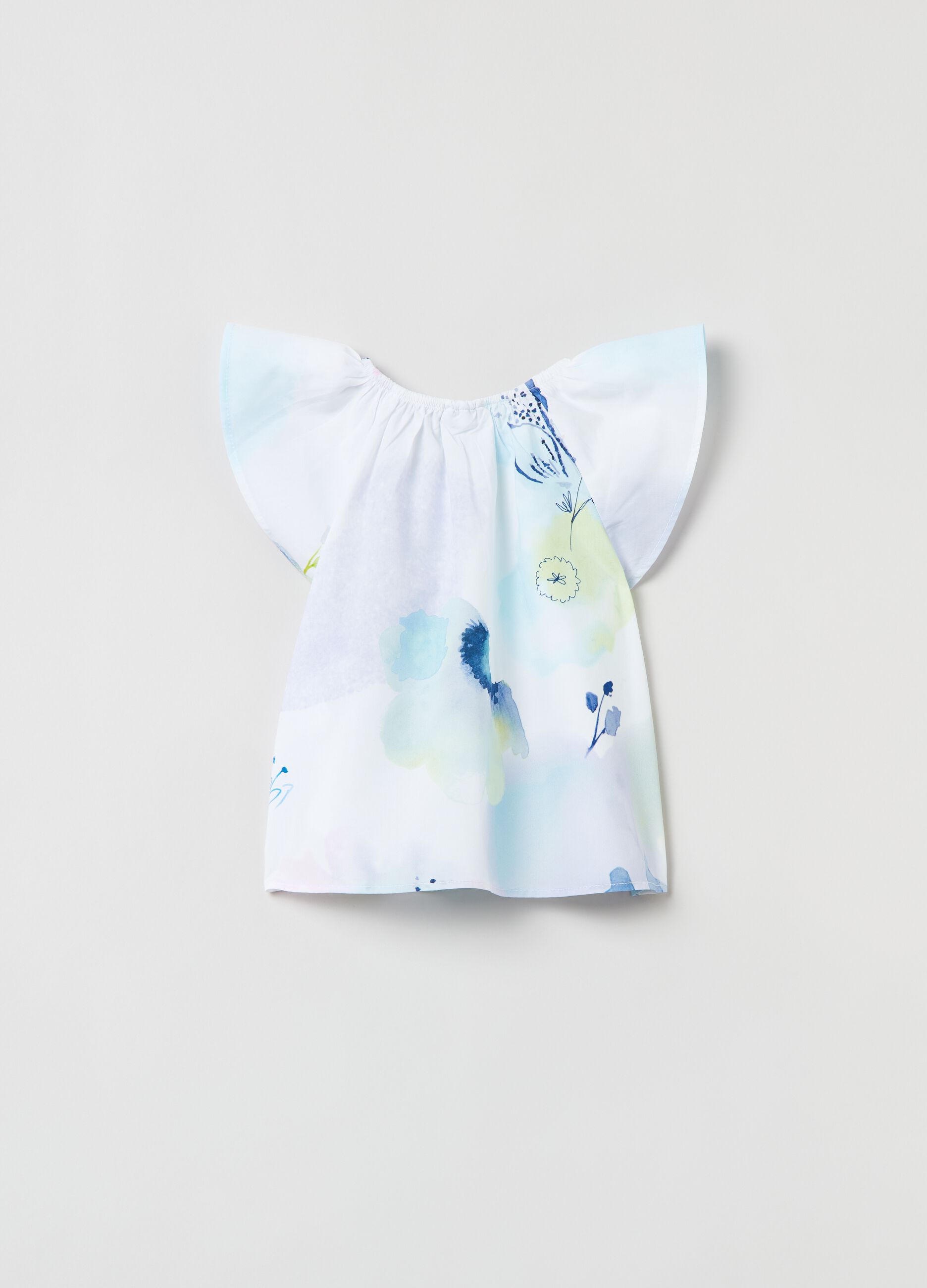 Blusa con maniche ad aletta stampa floreale_1