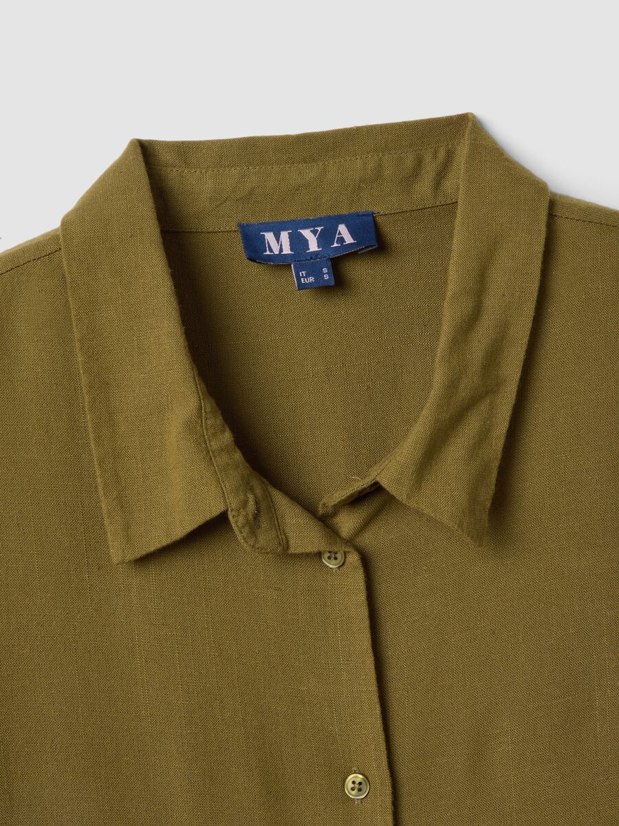 Green viscose-linen blend shirt, regular fit_6