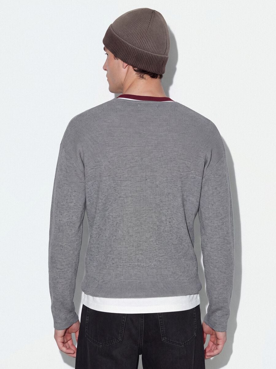 Grey cotton-blend regular-fit Henley top_3