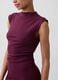 Red stretch-cotton midi dress with side slit_1