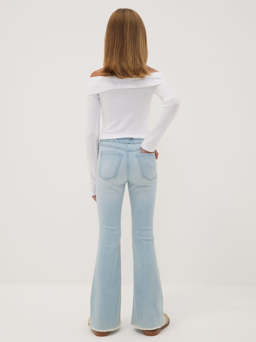 Jeggings azzurri flare in cotone e viscosa elasticizzata per ragazza_2