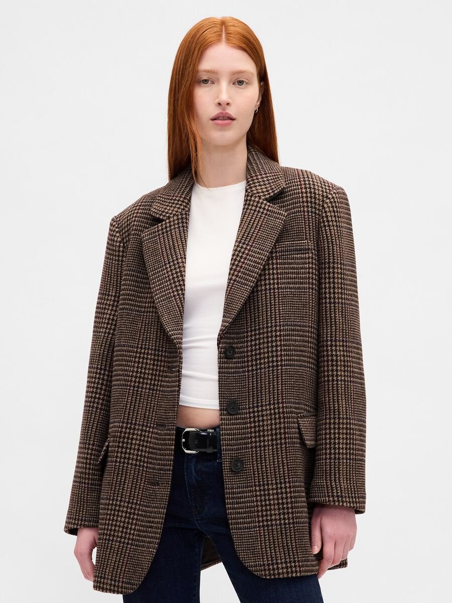 Brown Jacket with Checked Pattern_0