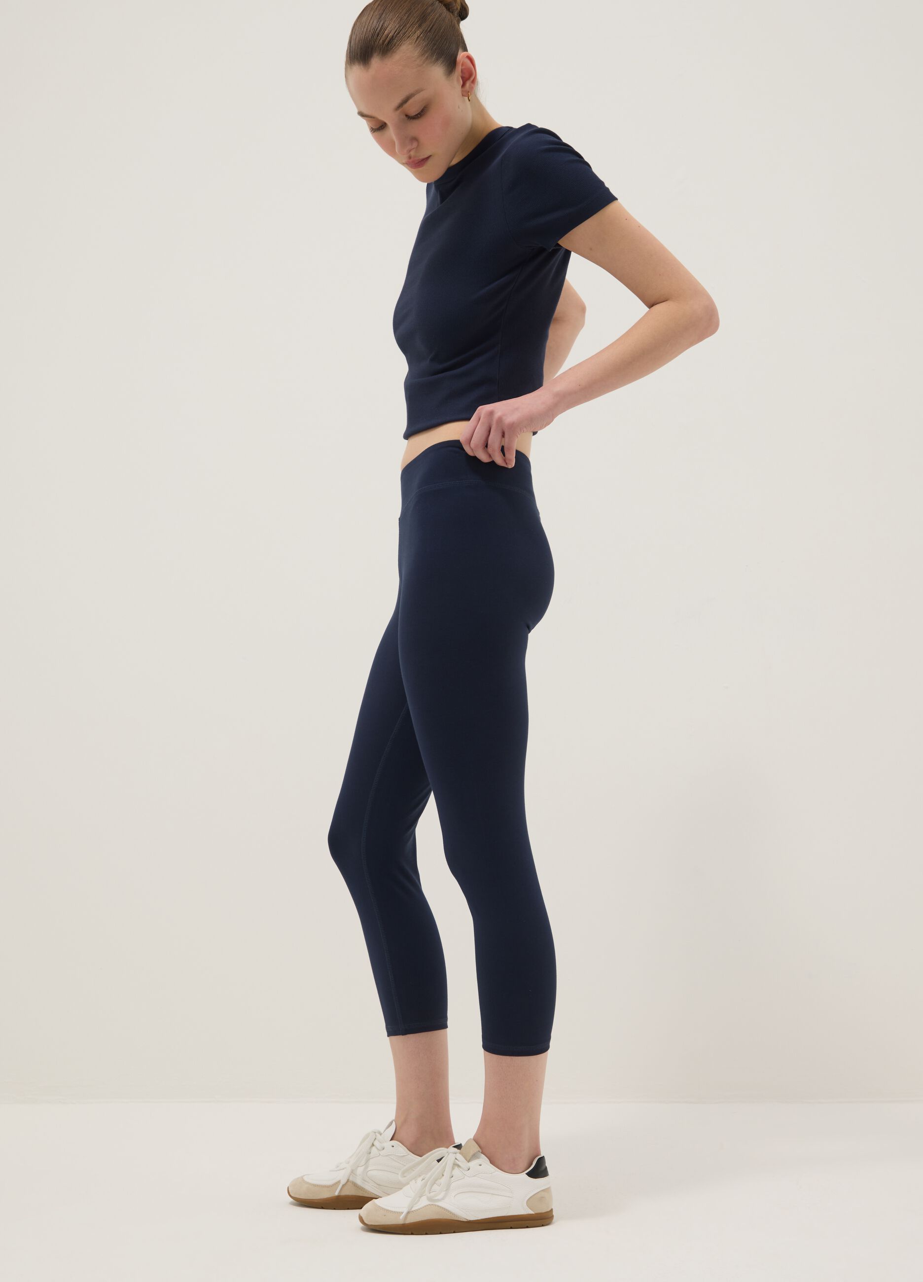 Blue stretch cotton skinny-fit leggings
