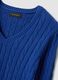 Blue pure cotton cable-knit jumper with deep V-neck_1