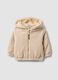 Beige padded hooded jacket with zip_0