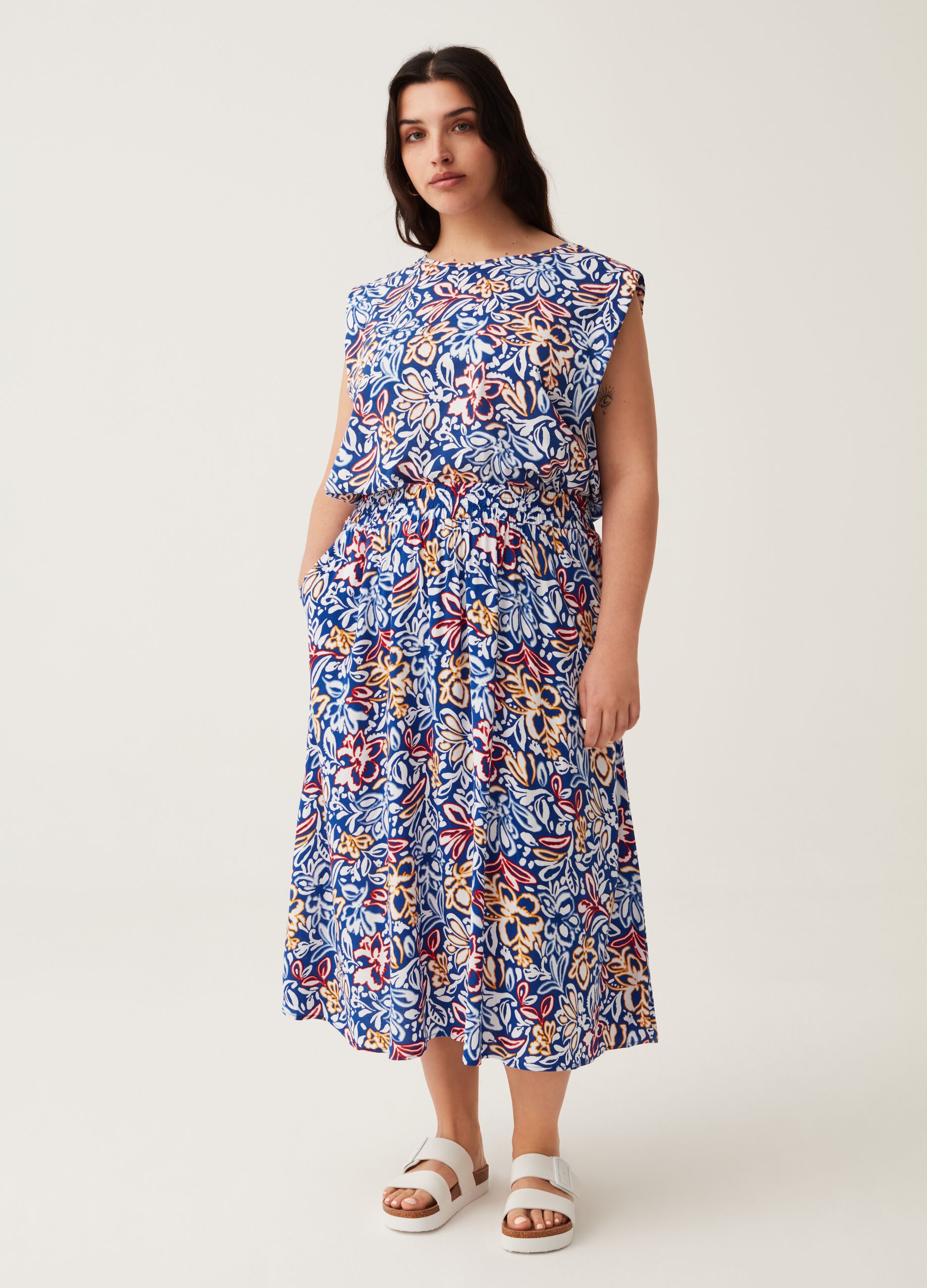 Gonna midi con stampa all-over Curvy MYA_0
