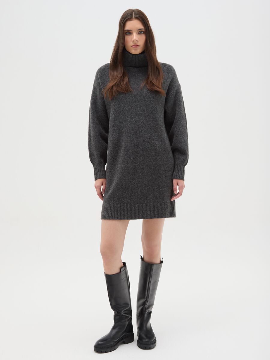 Maglione a collo alto grigio regular fit_1