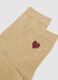 Beige cotton blend socks with heart_1