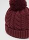 Girl's red hat with jacquard knit pompom_1