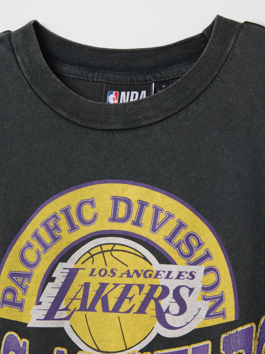 Grey NBA Los Angeles Lakers T-shirt_5