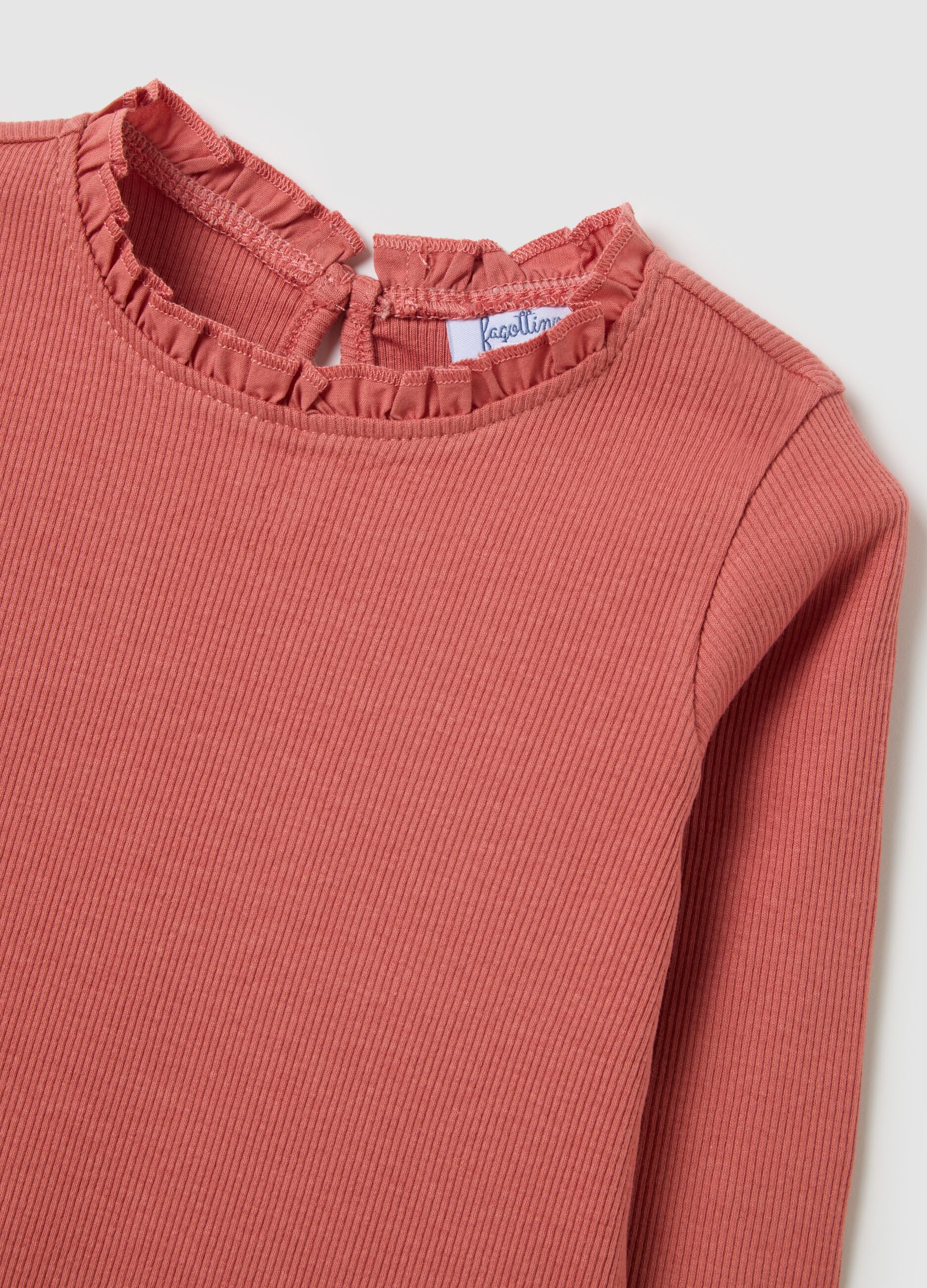 Maglietta da bambina in cotone elasticizzato rossa regular fit