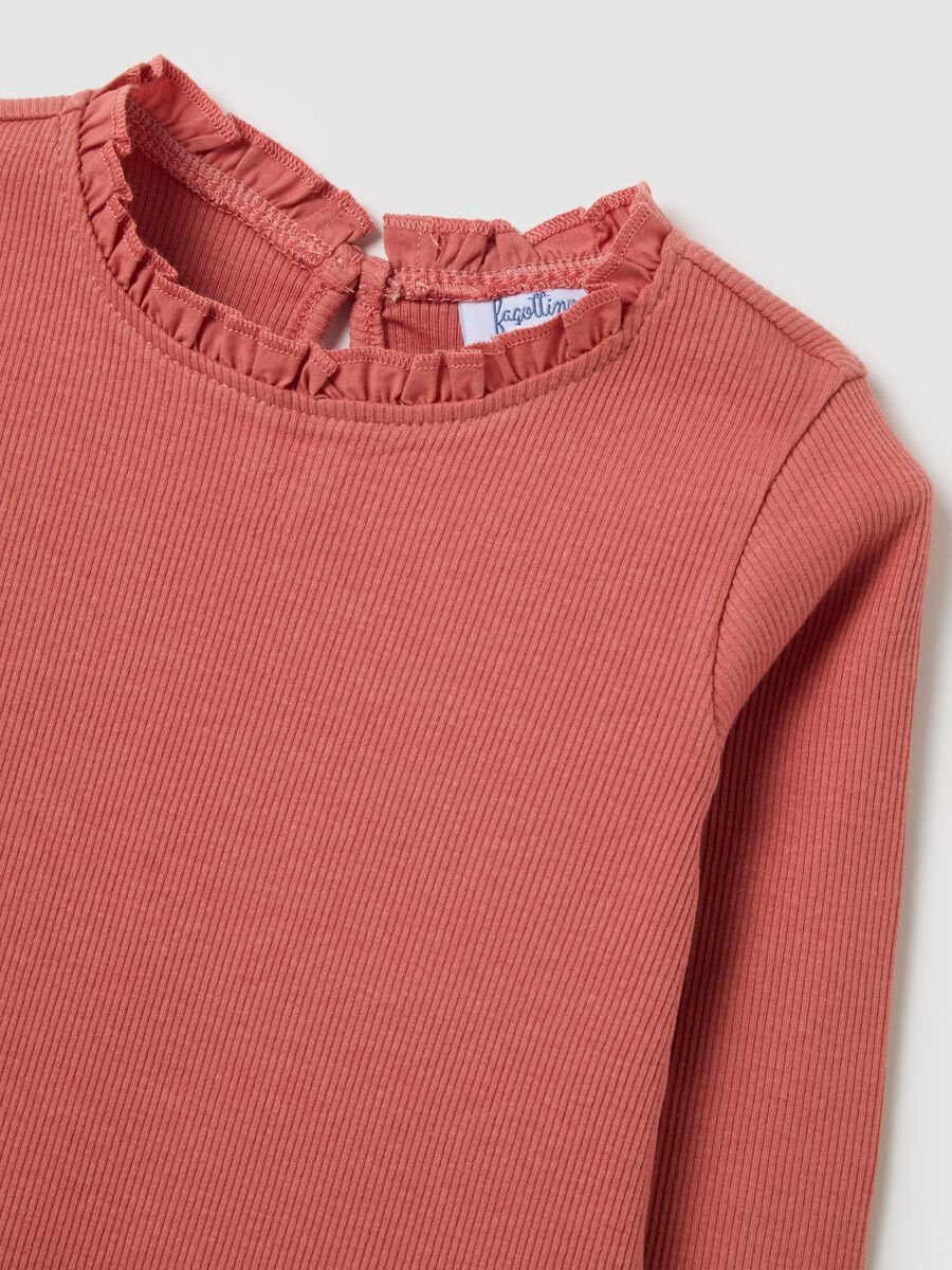 Maglietta da bambina in cotone elasticizzato rossa regular fit_2